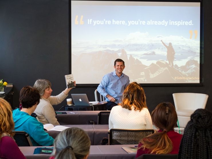 Chris Guillebeau teaching a Side Hustle School workshop